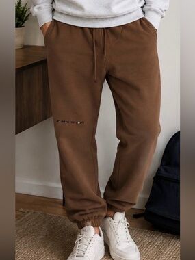 MESHKI‎ Brown Fleece Jogger Coordinates Embroidered  size XS